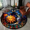 Alfombrilla de Suelo Redonda Estilo Europeo y Americano de Terciopelo de Cristal Estampado para el Hogar, Decorativa para Sofá, Resistente a la Suciedad, Antideslizante, para Silla de Cesta Colgante