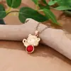 2022 moda nacional nuevo Tigre Tigre Shengwei colgante zodiacal incrustado rojo del sur retro traje temperamento hada collar