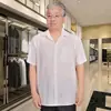 Traje Tang de Verano de Manga Corta Holgado Estilo Norte de China con Diseño Calado para Hombres Mayores, Transpirable y Fresco