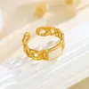Anillo Minimalista de Acero Titanio con Goteo de Aceite para Mujer, Estilo Ins de Moda Europea y Americana, Anillo Geométrico Irregular de Acero Inoxidable Chapado en Oro de 18K Tendencia