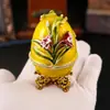 Caixa Decorativa de Ovo Pintado com Flor de Esmalte de Origem Transfronteiriça Europeia e Americana Ovo de Páscoa Pintado Pequena Caixa de Armazenamento de Joias Venda por Atacado