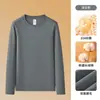Camiseta de Manga Larga para Hombre de Algodón de Fibra Larga de Alto Gramaje de 310g + Núcleo Térmico, Nueva Camiseta Base de Algodón Puro Cepillado por Ambos Lados para Otoño e Invierno para Hombre