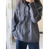 Suéter Outer Cinza com Capuz Estilo Coreano Estilo Preguiçoso Solto para Mulheres Outono e Inverno Novo Design Pulôver de Tricô Top Tendência