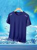 Camiseta de manga curta de secagem rápida masculina, gola redonda, seda gelada, camiseta refrescante, corrida, fitness respirável, malha, roupa esportiva