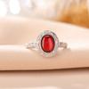 Anillo Yilu Silver S925 de plata esterlina con diseño étnico retro de color púrpura sangre, con diseño de hierba Tang y cara de huevo, anillo abierto de plata combinable con todo.