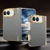 Adecuado para funda de teléfono Apple Duo, cuero con patrón de rejilla electrochapado con bisagra de resorte, funda protectora para pantalla plegable iPhone Duo