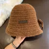 Chapéu de pescador de tricô para mulheres, quente para outono e inverno, faz o rosto parecer menor, estilo coreano, chapéu bucket versátil e moderno