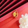 Nuevo Anillo de flor arena dorada para mujer, todo partido, boca abierta, flor dulce, joyería de mano, alto sentido, Accesorios Yiwu al por mayor