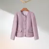 Chaqueta Tweed Rosa Morado Suave y Cera Estilo Tweed para Mujer Otoño e Invierno 2025 Nuevo Top Corto de Alta Gama Adelgazante