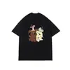 Camiseta de manga curta de seda de leite para homens e mulheres, nova estampa de desenho animado de verão, top estilo ins soltinho para casais