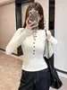 Camiseta base de forro polar para otoño e invierno para mujer, camiseta de manga larga con cuello semiabierto de moda, top ajustado de deseo puro
