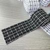 Tecido de Xadrez Pequeno Estilo Chanel Preto e Branco Embalagem Decorativa Renda Fita Listrada Prateada Retro tly