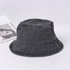 Sombrero de Pescador Vintage Lavado Europeo y Americano 2022 para Mujer Primavera Nuevo Denim Plegable Sombrero Cubo Sombrero para el Sol al Aire Libre