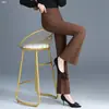 Pantalones de Cintura Alta Micro-Campana para Mujer Primavera y Otoño Nuevo Estilo Otoño 2026 Elásticos Caídos Pequeños Adelgazantes Casuales
