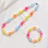Conjunto de Pulseira e Colar com Design em Pedra de Quartzo Colorida Macaron de Alta Qualidade
