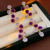 Brincos de Tassel de Rosa com Diamantes Incrustados de Agulha de Prata Retrô Francês Versátil Exquisitos Elegantes de Moda de Alto Padrão