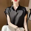 Camisa chique de nicho estilo francês de manga curta para mulheres, camisa profissional simples com gola de lapela para o verão de 2026, top versátil para o dia a dia