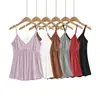 2634-26 Otoño sexy escote en V cruzado holgado camisola sin mangas prenda exterior ajuste ceñido ropa interior
