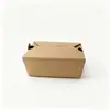 Caixa de Almoço Descartável Personalizada de Papel Kraft com Tampa e Fecho Dobrável, Ecológica e à Prova de Óleo, para Embalagem de Macarrão e Arroz Frito