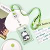 Estojo Deslizante para Cartão de Panda de Desenho Animado com Cordão Retrátil para Cartão de Estudante, Cartão de Refeição, Cartão de Jogo, Cartão de Trabalho, Conjunto de Identidade