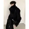Suéter de diseño único de suave pelo sintético de visón para hombre, serie gris, cuello alto, estilo casual de invierno, tejido de punto con sensación de alta gama