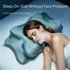 Almohada cervical de espuma viscoelástica con forma de mariposa para dormir de lado, antiarrugas, no presiona la cara, no es propensa a colapsar, rebote lento, núcleo de almohada para dormir en casa