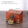 Caja de Almacenamiento Antigua de Madera Cuadrada con Cerradura Exquisita Caja de Madera Artículo Viejo Empaque Caja de Regalo Juego Caja Sorpresa
