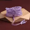 Pulsera Colgante de Cristal Morado Lavanda Natural de 108 Cuentas Plata de Ley S925 Pulsera Central Giratoria