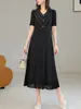 Vestido de Verano para Mujer Estilo Miyake con Acabado de Alta Gama, que Disimula el Vientre, Corte Holgado, Escote en V Adelgazante, Vestido con Flecos de Perlas, Elegante Vestido de Corte A