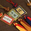 Pingente de Cartão Rígido Brocado de Canção Marcador de Página de Papel de Arroz Cartão de Papel Mini Cartão da Sorte Caligrafia Manuscrita Criativo Cultural DIY Presente Pingente de Carro