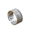 Joyería de Plata Pura 999 para Hombres y Mujeres Piscis Sutra del Corazón Plata Esterlina Anillo Abierto Plata Tailandesa Retro Letras Anillo Sutra