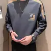 Sudadera bordada de primavera y otoño para hombre, nueva marca de moda de 2024, con cuello redondo, sudadera de manga larga, parte superior básica
