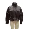 Ropa de Mujer Transfronteriza al por Mayor 2026 Nueva Elegante Versátil Cordón Cintura Ajustable Ceñida Chaqueta de Cuero PU Chaqueta de Cuello Alto Ropa de Abrigo