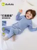 [100% Algodão] Pijama Infantil Família Dudu Outono Conjunto de Top e Calça para Meninos Roupa Quente para Bebê