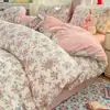 Juego de Cuatro Piezas 100% Algodón Clase A Estilo Fresco ins Funda de Edredón Individual de Algodón Puro Juego de Tres Piezas Sábana Bajera de Grado para Dormir Madre e Hijo Ropa de Cama