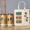 Latas Universais de Chá, Latas de Papel, Latas Vazias, Chá Preto, Chá Verde, Meio Gato, Latas Redondas Grandes Seladas de 0,5kg, Conjunto de Caixa de Presente Embalada