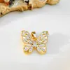 Pingente com Design de Borboleta Vazada em Zircônia, Acessórios para Colar e Pulseira, Zircônia Microincrustada em Cobre, Componentes Simples e de Alto Padrão para Joias DIY