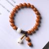 Pulsera de Raíz de Bodhi Verde Amarillento Envejecido Piel de Bodhi Son Yin Cuentas de Barril Verdes Juego Cultural de Mano Cuentas de Buda Cuentas de Rosario Pulsera para Hombres y Mujeres