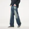Jeans de pierna ancha, corte holgado, para hombre, estilo retro americano Khmer, resistentes, lavados, nueva colección 2026, pantalones casuales de alta gama, a la moda