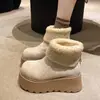 Botas de nieve lindas y originales para mujer, de suela gruesa, que aumentan la altura, botines, forradas de polar, zapatos de algodón transfronterizos, cálidos, nuevo estilo de moda 2026