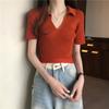 Tejidos de Punto de Primavera y Verano para Mujer 2025 Nuevas Camisetas Cortas de Fondo con Cuello en V Slim Casual de Manga Corta Tops Chic de Estilo Coreano