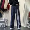 Pantalones de Tres Barras para Hombre Otoño e Invierno Nuevos Pantalones Rectos Americanos Holgados Deportivos a Rayas Pesados Casuales para Hombre