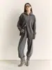 Conjunto Informal de Punto Suave y Caída Transfronterizo para Mujer 2026 Nuevo Estilo Estilo Perezoso Cardigan + Conjunto de Pantalones Jogger de Pierna Ancha
