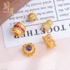 Pulsera de Zirconia Chapada en Oro que Conserva el Color con Perlas de Diamante Completas, Diseño de Flor Calada, Accesorios para Pulseras y Collares DIY