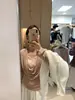 Liquidação, Sem Devoluções ou Trocas. Blusa de Renda Patchwork Simples e Elegante Estilo Francês para o Dia a Dia 80326