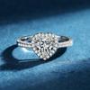Anel de Moissanita de 1 Quilate para Mulheres, Anel de Prata S925, Anel em Formato de Coração, Anel de Diamante Sintético, Anel de Casamento de Luxo, Transfronteiriço