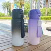 Vaso de pajita esmerilado con degradado de alta calidad transfronterizo, a prueba de golpes y fugas, con asa para facilitar su transporte, perfecto para viajes al aire libre y estudiantes.