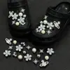 Zapatos Vintage Perforados con Abalorios de Alta Resistencia, Decoraciones de Flores Plateadas Perla, Hebillas de Zapato de Lujo y Accesorios para Zapatos de Ballet