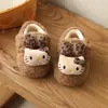 Sapatos de Algodão Fofos de Gatinho KT Desenho Animado Inverno Mais Veludo Quente Sapatos de Interior para Crianças Pequenas Sola Macia Antiderrapante Sapatos Infantis 1-3 Anos