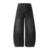 Jia Yi Ku 2026 Nuevos Jeans Curvos Estilo Americano Pantalones de Mezclilla Sueltos Retro con Pedrería, Elegantes Pantalones de Pierna Ancha para Hombres y Mujeres